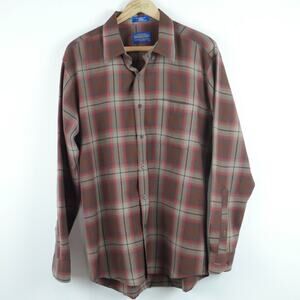 Pendleton Red and Gray Plaid Fitted Casual Button Down Shirt